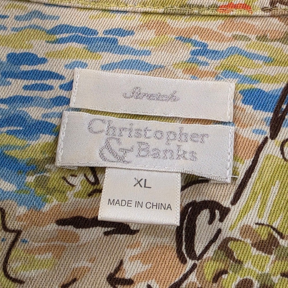 Novelty Scenic Landscape Print Jacket XL 2008 Artsy Teacher Cottagecore 00s - Picture 5 of 8